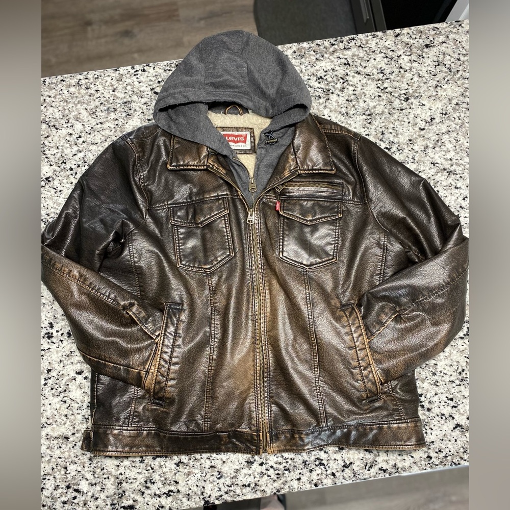 Crazy Vintage Levis Leather Bomber Jacket Baggy